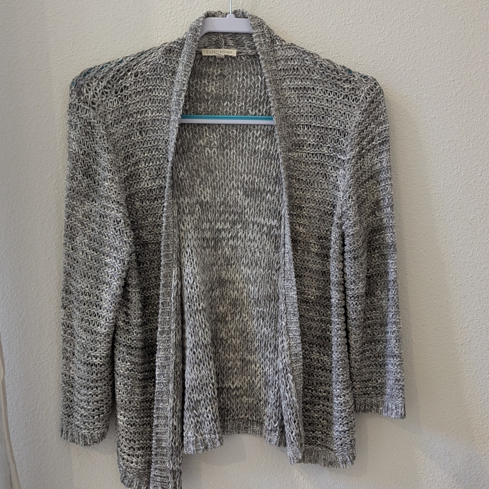 Eileen Fisher Gray Knit Cardigan *Italian Yarn*
